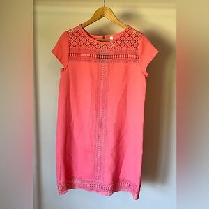 Coral Pink Crochet Mini Dress